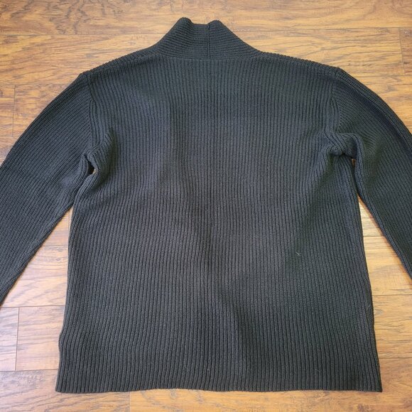 Plain Black Men's Shawl Collar Open Front Long Sleeve Cardigan Sweater sz L EUC - Picture 3 of 3